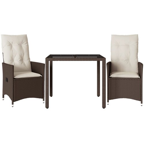  3-dijelni bistro set s jastucima smeđi od poliratana Smeđa 90 x 90 x 75 cm Slike
