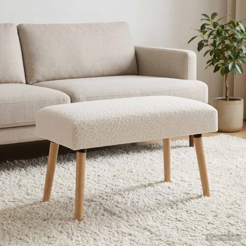  Klupa Jednobojno Krem 80 x 40 x 46 cm Boucl&eacute; Cene