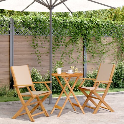 VidaXL 3-dijelni bistro set od tkanine i masivnog drva krem bež Slike