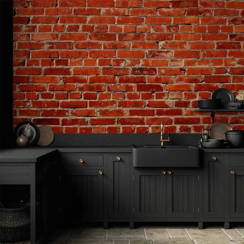  Foto tapeta - Old wall – retro-style red brick wall 100x70 Vodootporna Cene