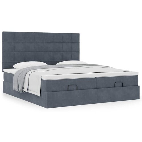 VidaXL Otomanski posteljni okvir z vzmetnicami siv 160x200 cm žamet Slike