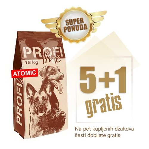 Profi Line 18kg ATOMIC 108kg - 5+1 džak gratis - granule 28/22 - hrana za hiper aktivne i radne odrasle pse Cene