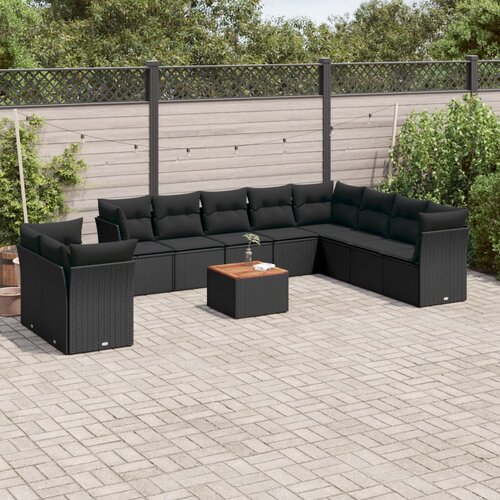 vidaXL 11-dijelni set vrtnih sofa od poliratana s jastucima crni Cijene