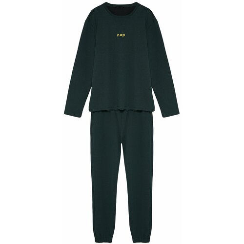Trendyol Green Men's Regular Fit Printed Knitted Pajamas Set Slike