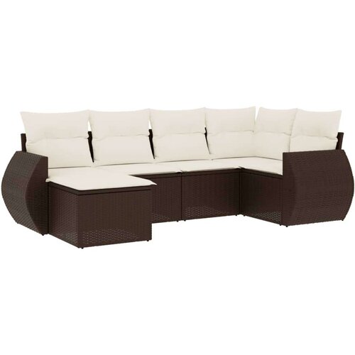 VidaXL 6-dijelni set vrtnih sofa od poliratana s jastucima smeđi Slike