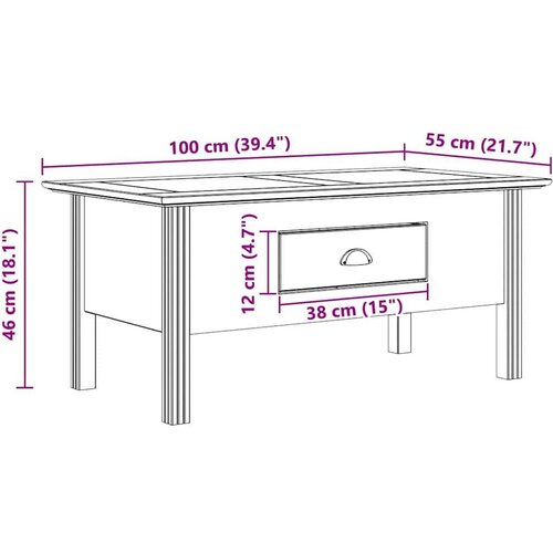  Stolić za kavu s ladicama BODO Medeno smeđa 100 x 55 x 45 8 cm - boja meda Slike