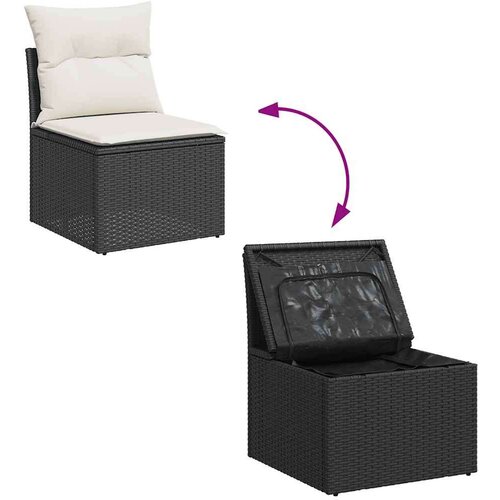 VidaXL 10-dijelni set vrtnih sofa s jastucima crni poliratana bagrem Slike