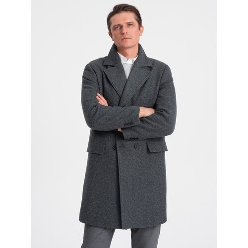 Ombre Men&amp;#039;s double-breasted lined coat - graphite Slike