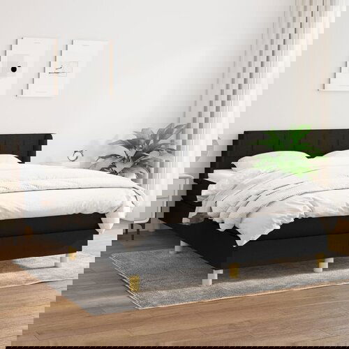 vidaXL Box spring posteljni z vzmetnico črn 140x190 cm blago Cene