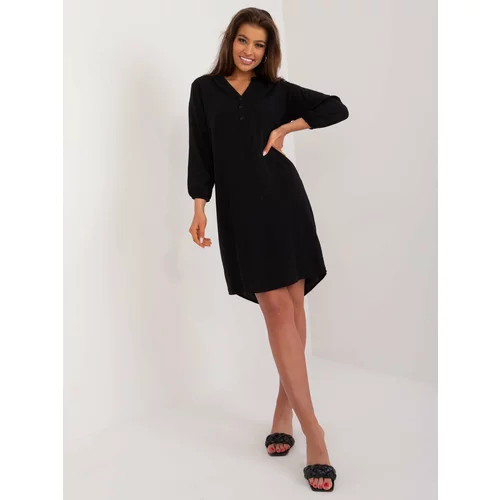 Fashion Hunters Black viscose dress SUBLEVEL for everyday wear