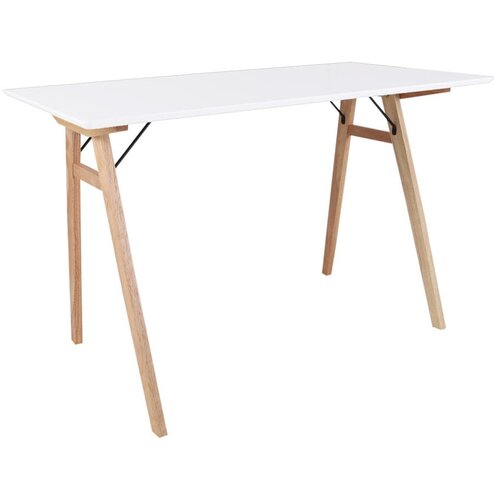 House Nordic Bela pisalna miza z rjavimi nogami Vojens Desk, dolžina 120 cm Slike