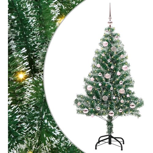 VidaXL Umjetno Božićno Drvo s Snježnim Flokom i LED Svjetlom 150 cm Slike