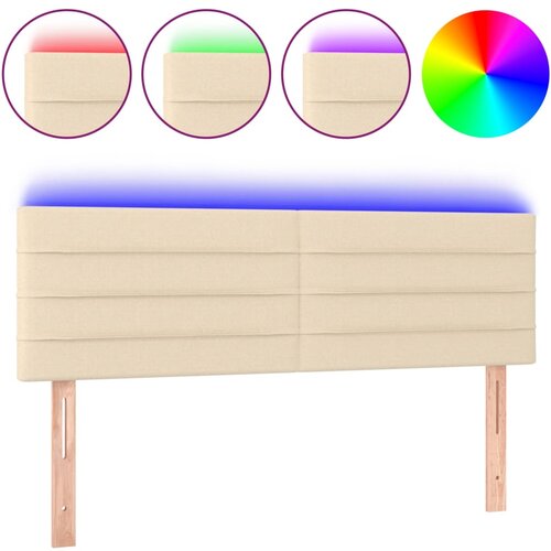 Maison Chic led posteljno vzglavje - vzglavna omarica - nočna omarica krem 144x5x78/88 cm blago, (21706760) Slike