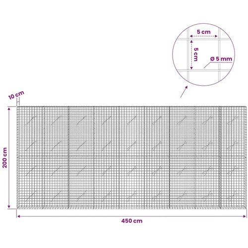  Gabion s žicom debljine 5 mm i mrežom 5x5 cm 450x10x200 cm - 10 cm 200 cm 450 cm Slike