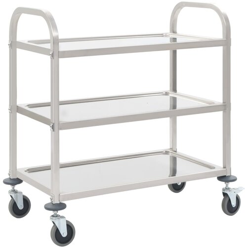  Kolica s 3 razine od nehrđajućeg čelika 87x45x83,5 cm Slike