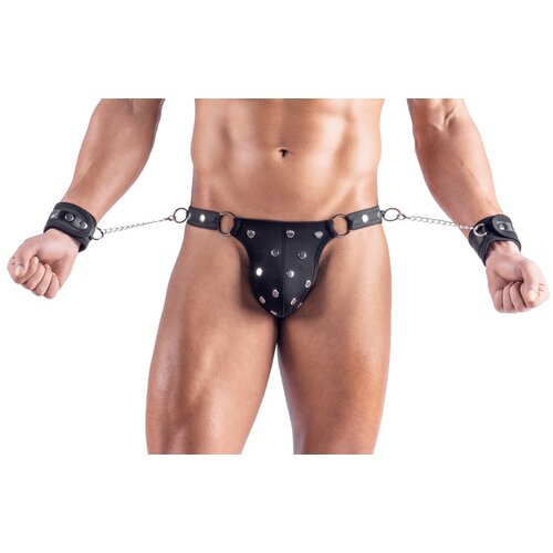 Svenjoyment Matte Look Thing with Studs & Handcuffs 2111764 Black L Cene