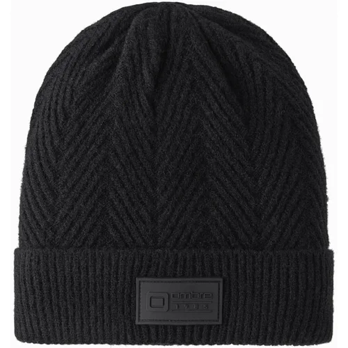 Ombre Men's knitted sweater-knit cap with patch - black