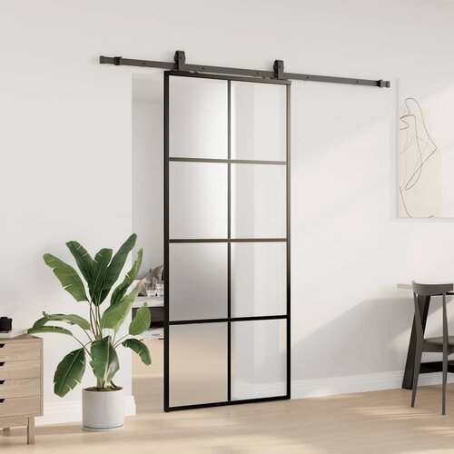  Klizna vrata s priborom crna 90 x 205 cm od ESG stakla Slike
