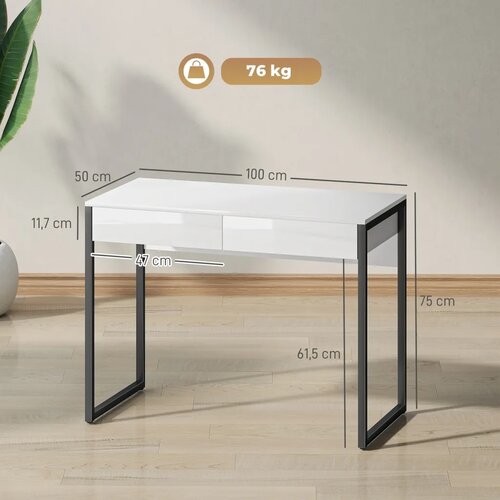 Radni stol 100 x 50 cm Računalni stol Uredski stol s 2 ladice za male sobe crni Slike