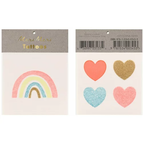 Meri Meri Otroške tetovaže Rainbow & Hearts –