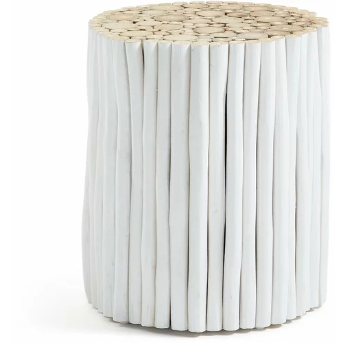 Kave Home bijela stolica izrađena od tikovineFilippo, ⌀ 35 cm