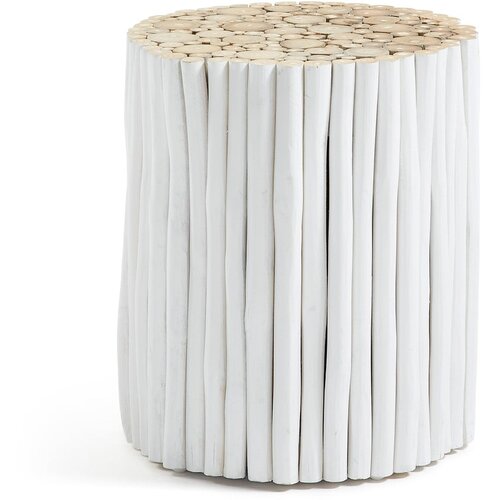 Kave Home Tabure iz bele tikovine La Forma Filippo, ⌀ 35 cm Slike