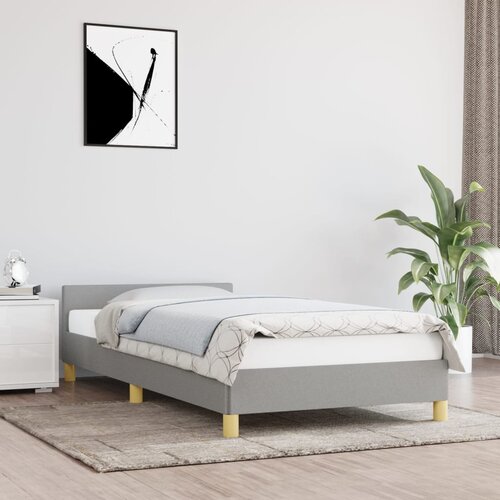 vidaXL Posteljni okvir z vzglavjem svetlo siv 90x200 cm blago Cene