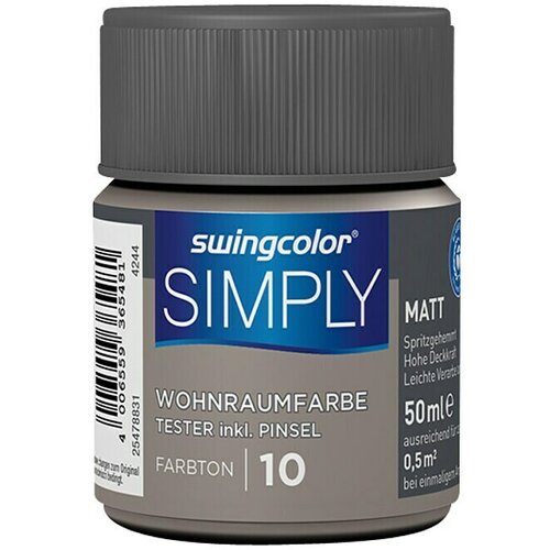 SWINGCOLOR Boja za zid SIMPLY Tester (Smeđa &amp;ndash; br. 10, 50 ml, Mat) Slike