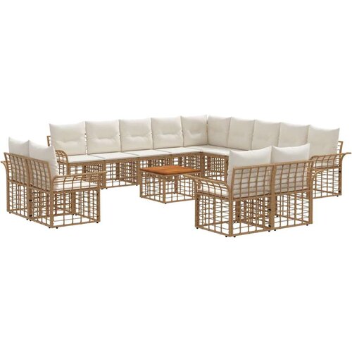  Set vanjskih sofa 14 pcs Prirodna i krema bijela Poliester - Prirodna i kremasto bijela sa stolom Cene
