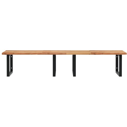  Zidna polica za umivaonik od čelika i masivnog bagremovog drva Smeđa 140 x 60 x 2 cm Slike
