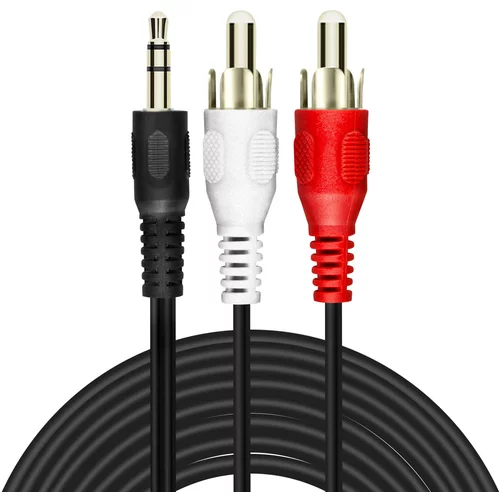 LINQ Avdio kabel Jack 3,5 mm moški na 2x RCA moški, 5 metrov - crn, (20618010)