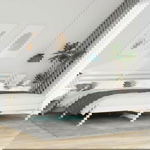 vidaXL Konstrukcija postelje Bela 180 x 200 cm Masivno borovo les Cene