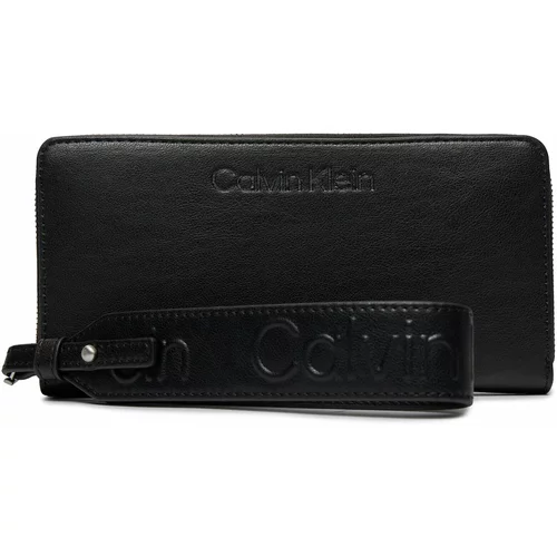 Calvin Klein Velika ženska denarnica Gracie Wallet W/Strap Lg K60K611388 Ck Black BEH