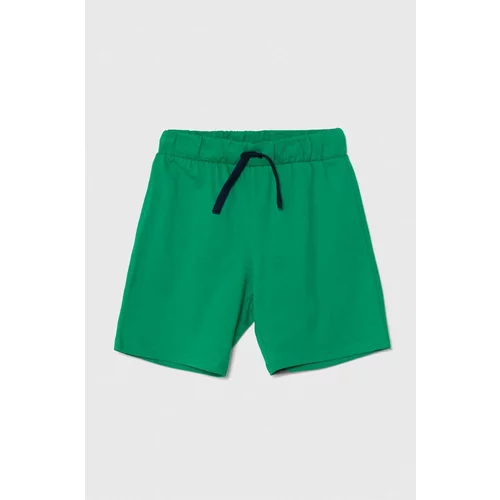 United Colors Of Benetton Otroške bombažne kratke hlače zelena barva