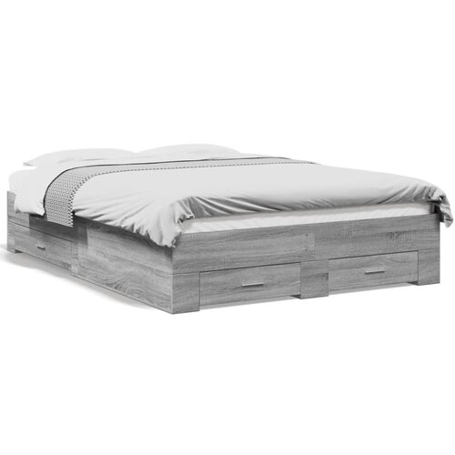 VidaXL Posteljni okvir s predali siva sonoma 120x200 cm inženirski les Slike