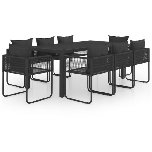  9-dijelni vrtni blagovaonski set od PVC ratana crni Slike