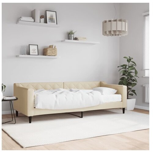 VidaXL Dnevni krevet s madracem krem 80 x 200 cm od tkanine Slike