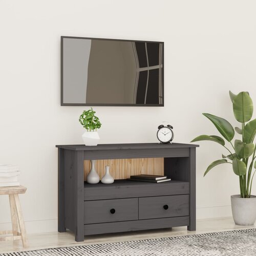 vidaXL TV omarica siva 79x35x52 cm trdna borovina Cene