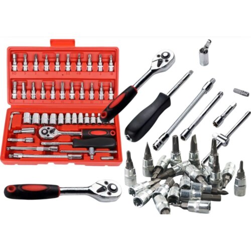 Lean Toys Komplet nasadnih ključev 1/4" - 46 kosov v kovčku Cene