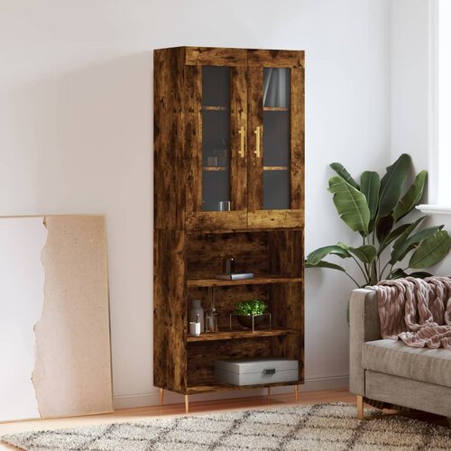 VidaXL Visoka komoda dimljen hrast 69,5x34x180 cm inženirski les Slike