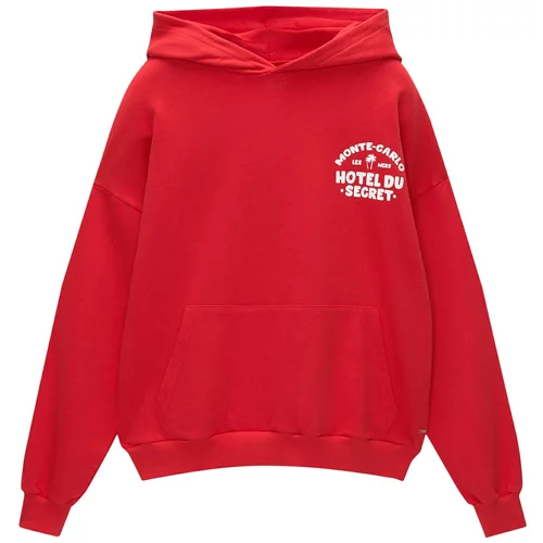 Pull&Bear Sweater majica crvena / bijela