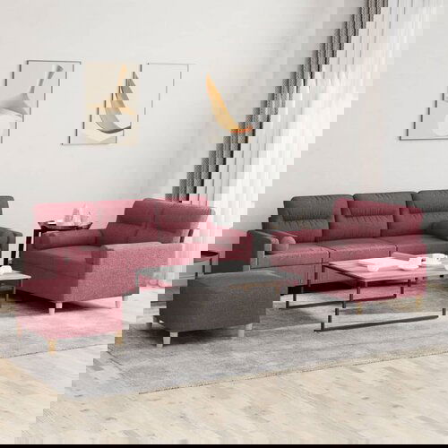 vidaXL 3-dijelni set sofa s jastucima crvena boja vina od tkanine Cijene