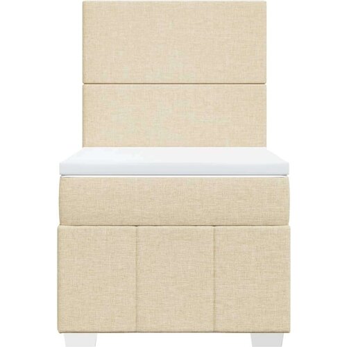 vidaXL Box spring postelja z vzmetnico krem 90x200 cm blago Cene