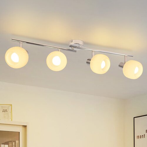 Nettlife Stropna svetilka E14 bela 4 žarnice notranja steklena vrtljiva vintage za hodnik hotelske sobe, (22116723) Cene