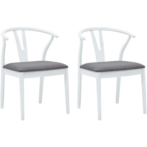  Stolac za blagovanje 2 pcs Bijela i siva Čvrsto drvo od gume Slike