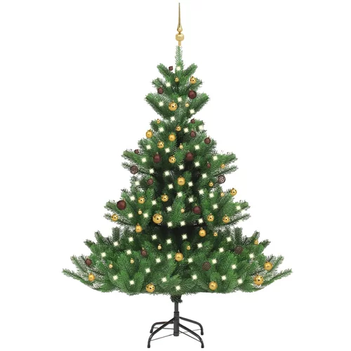vidaXL umjetno božićno drvce kavkaska jela LED i kuglice zeleno 210cm