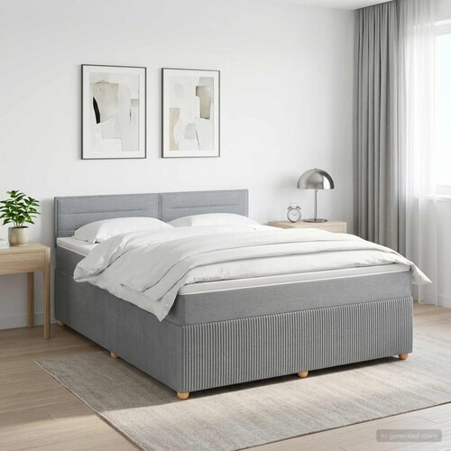  Boxspring krevet s madracem Svjetlosiva 160 x 200 cm Tkanina Cene