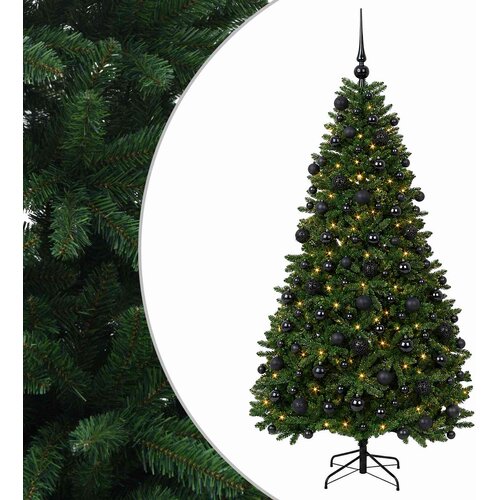  Umjetno božićno drvce srednje zeleno s kuglicama 180 cm Slike