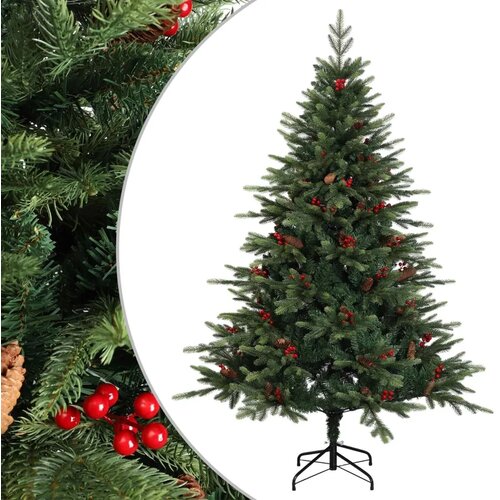 Umjetno božićno drvce s nogom 210 cm PVC i metal Zelena - Zelena 210 cm bez LED svjetala Slike