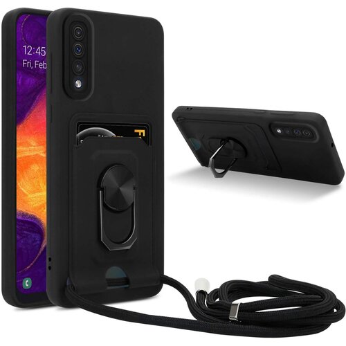 Cadorabo Verižica za mobilni telefon s funkcijo stojala, združljiva s Samsung Galaxy A50 4G/A50s/A30s v črna barvi - silikonski za&scaron;čitni pokrov z nastavljivim, (20860101) Cene